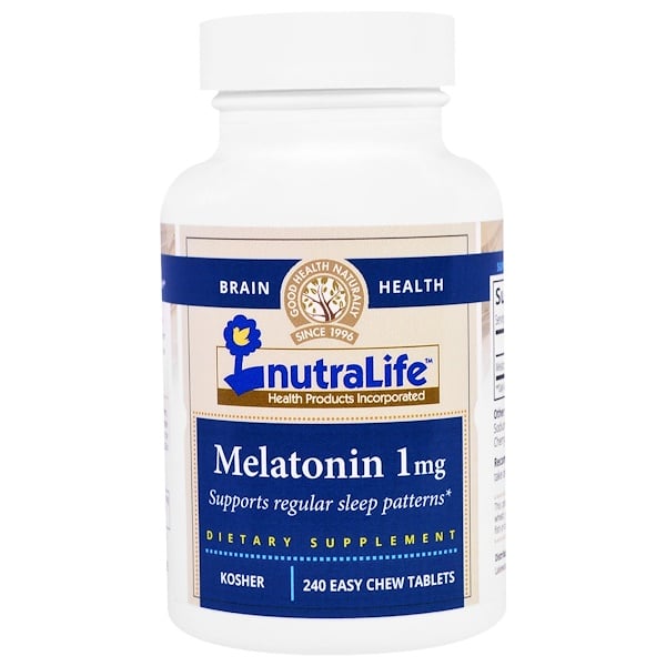NutraLife, Мелатонин, 1 мг, 240 легко разжевываемых таблеток