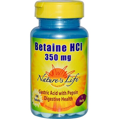 Nature's Life Betaine HCI, 350 mg, 100 Tablets