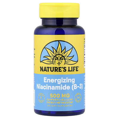 Nature's Life, Niacinamida (vitamina B3) energizante, 500 mg, 100 comprimidos
