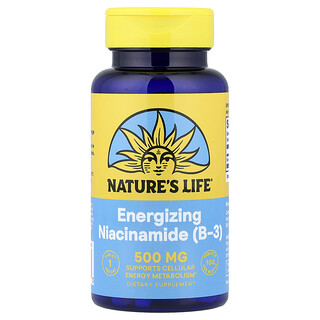 Nature's Life, Energetyzujący nikotynamid (B3), 500 mg, 100 tabletek