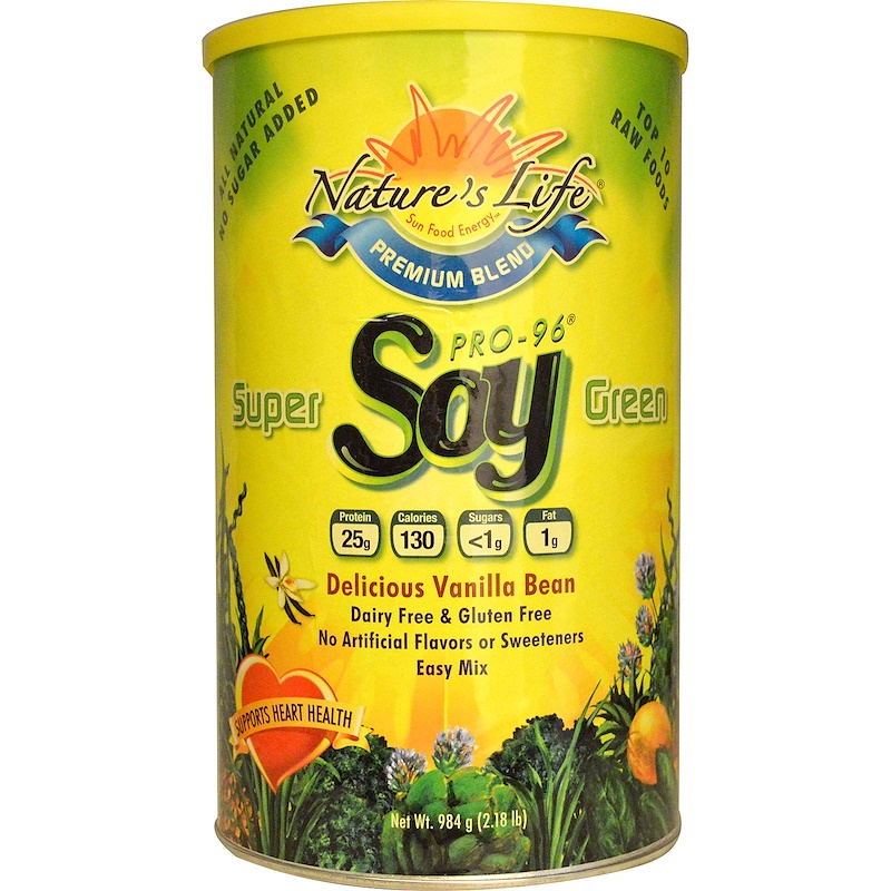 Nature's Life, Super Green Soy Pro96, Vanilla Bean Powder, 2.18 lb