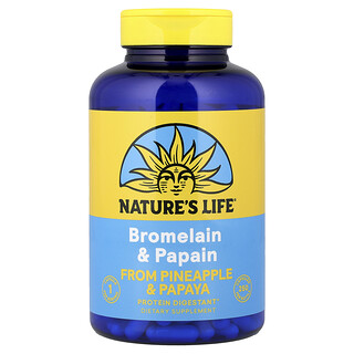 Nature's Life, бромелаин и папаин, 250 капсул