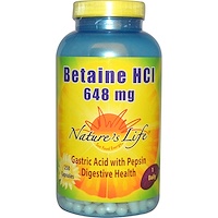 Бетаин гидрохлорид (Betaine HCl), 648 мг, 250 капсул - изображение