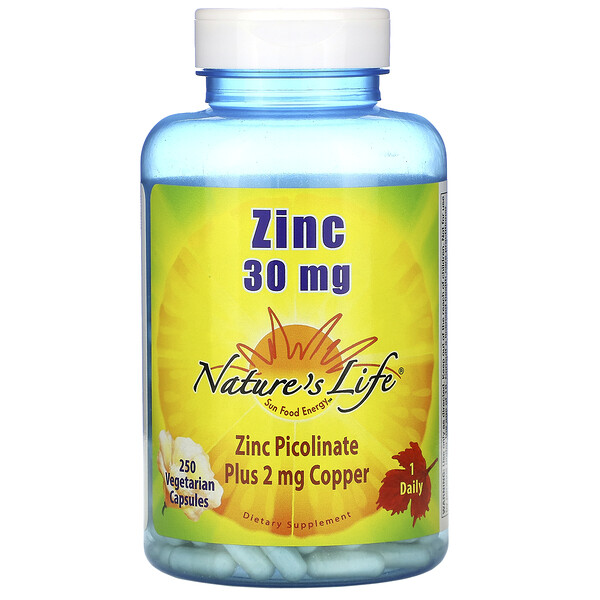 Nature's Life‏, Zinc, 30 mg, 250 Vegetarian Capsules