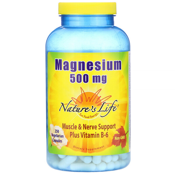 Nature's Life, магний, 500 мг, 250 вегетарианских капсул