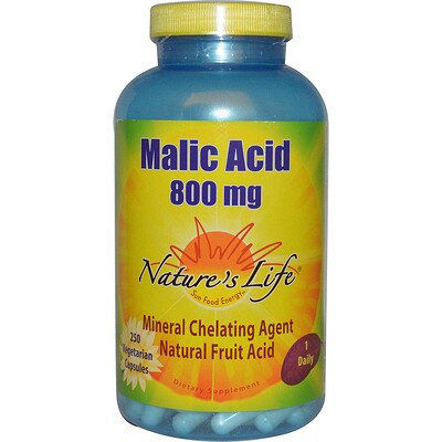 Nature's Life Яблочная кислота, 800 мг, 250 растительных капсул