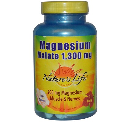 Nature's Life Magnesium Malate (Малат магния), 1300 мг, 100 таблеток