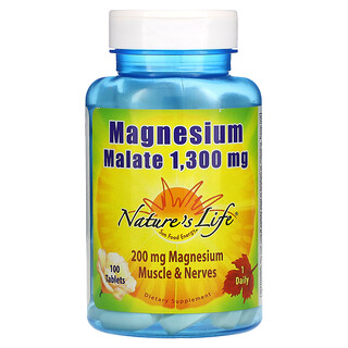 Nature's Life, Malato de Magnésio, 1.300 mg, 100 Comprimidos
