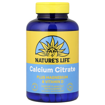 Nature's Life, Citrato de calcio con magnesio y vitamina D, 120 comprimidos