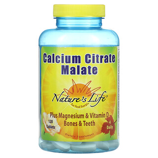 Nature's Life, Цитрат-малат кальция, 120 таблеток