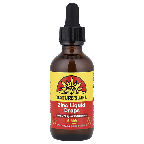 Nature's Life Zinc Liquid Drops, Wild Cherry, 2 fl oz (59 ml)
