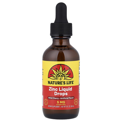 Nature's Life, Gotas de zinc líquido, Cereza silvestre, 59 ml (2 oz. líq.)