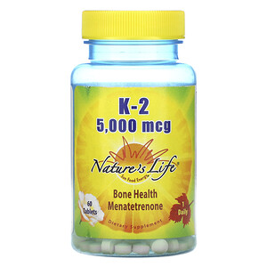 Отзывы о Натурес Лифе, K-2, Bone Health Menatetrenone, 5,000 mcg, 60 Tablets