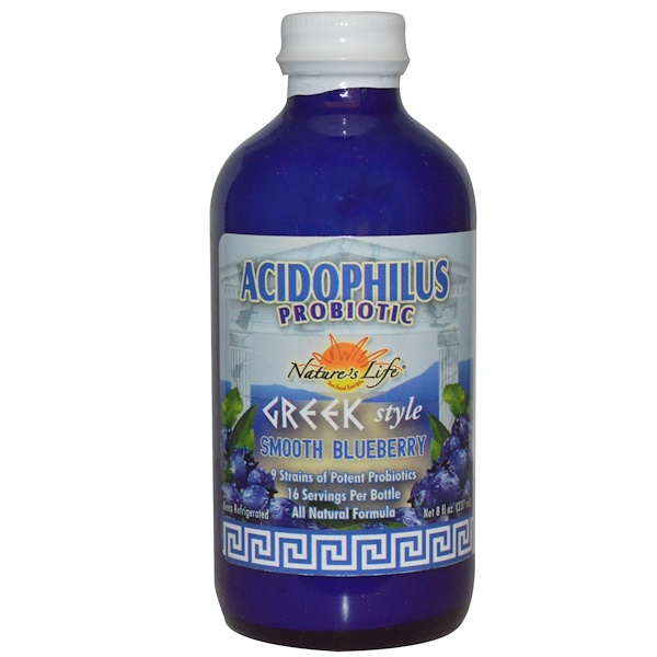 Nature's Life, Acidophilus Probiotic, Greek Style, Smooth Blueberry, 8 fl oz (237 ml)  (Discontinued Item) 