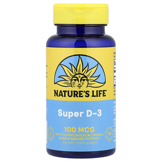 Nature's Life, Super vitamina D3, 100 mcg, 100 cápsulas blandas
