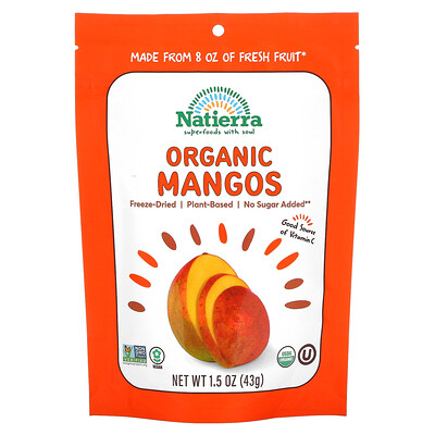 

Natierra Organic Freeze-Dried Mangos 1.5 oz (43 g)