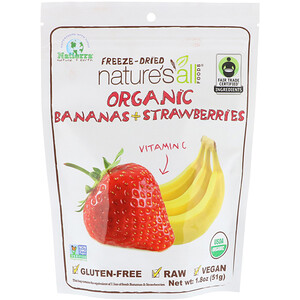Отзывы о Натиерра Натурес Ол, Organic Freeze-Dried, Bananas + Strawberries, 1.8 oz (51 g)