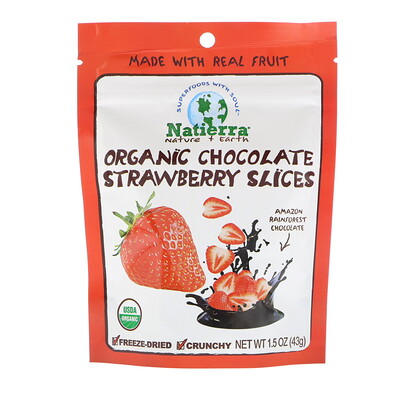 Natierra Organic Freeze-Dried, Chocolate Strawberry Slices, 1.5 oz (43 g)