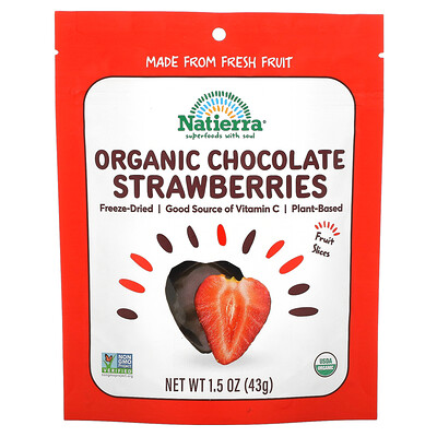 

Natierra, Organic Freeze-Dried Chocolate Strawberries, 1.5 oz (43 g)