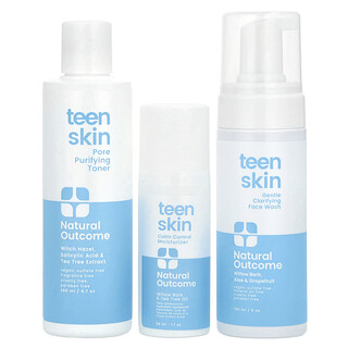 Natural Outcome, Teenskin, Kit diario para el rostro, Kit de 3 piezas