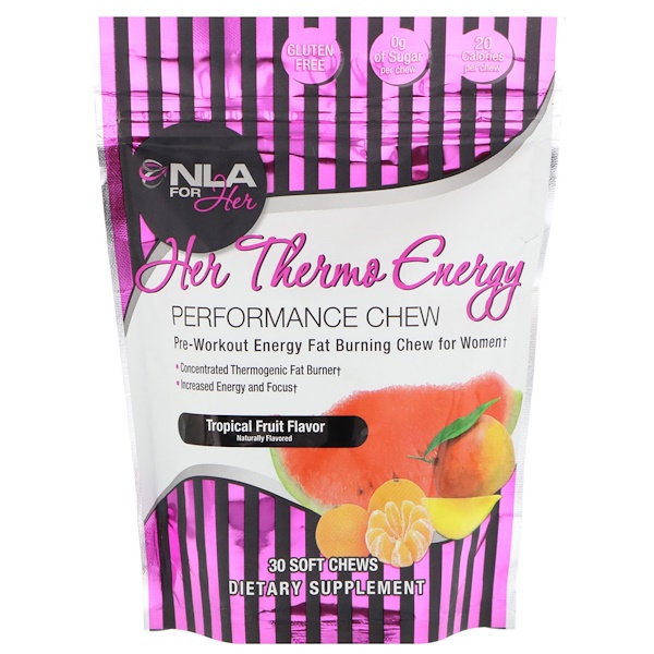 NLA for Her, Her Thermo Energy, Performance Chew, Tropical Fruit Flavor, 30 Soft Chews iHerb