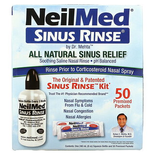 NeilMed, 原始和專利的鼻竇沖洗試劑盒，50個預混合包每包1克