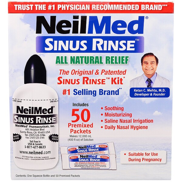 NeilMed, The Original & Patented Sinus Rinse Kit, 50 Premixed Packets ...