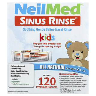 NeilMed, Kids, Sinus Rinse, Ages 2+, 120 Premixed Sachets, 1.04 g (0.037 oz) Each