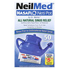 NasaFlo, Neti, 1 чайник для полоскания носа и 50 пакетиков с порошком