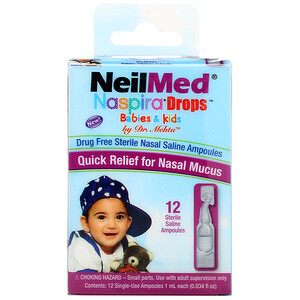 Отзывы о НилМед, Naspira Drops, Babies & Kids, 12 Sterile Saline Ampoules, 0.034 fl oz (1 ml) Each