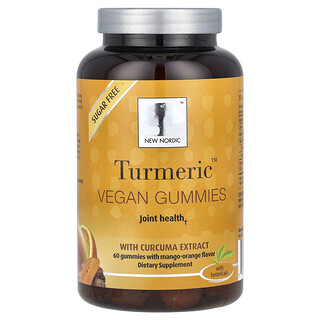 New Nordic, Kunyit Vegan Gummies dengan Ekstrak Curcuma, Mango-Oren, 60 Gummies (150 mg setiap Gummy)