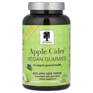 New Nordic, Apple Cider™ Vegan Gummies, Apple, 60 Gummies (200 mg setiap Gummy)