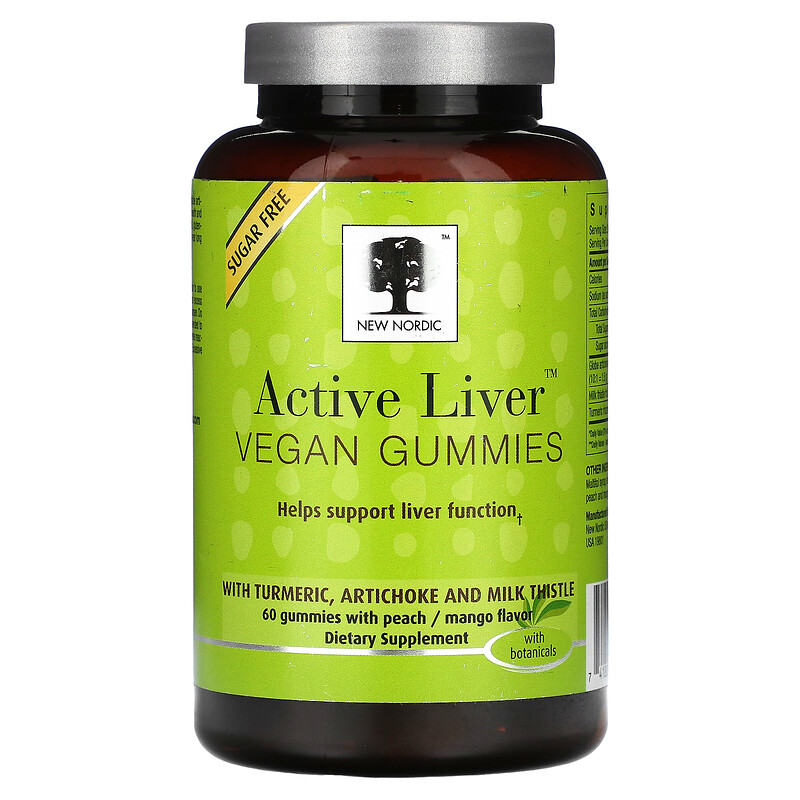 New Nordic US Inc, Active Liver Vegan Gummies, Peach and Mango, 60 Gummies