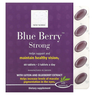 

New Nordic, Blue Berry Strong, 60 Tablets