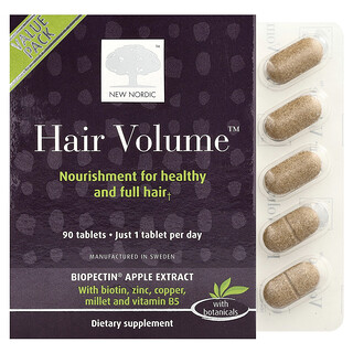 New Nordic, Hair Volume，含 BioPectin 苹果提取物，90 片