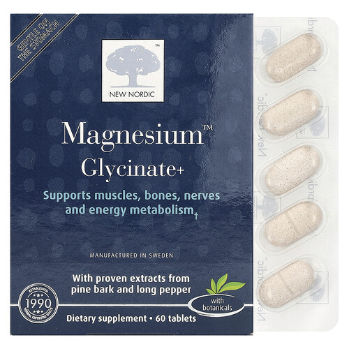 New Nordic, Magnesium™ Glycinate+, Magnesium™ Glycinate+, 60 Tabletten