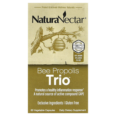 NaturaNectar, Bee Propolis Trio™, 60 cápsulas vegetales