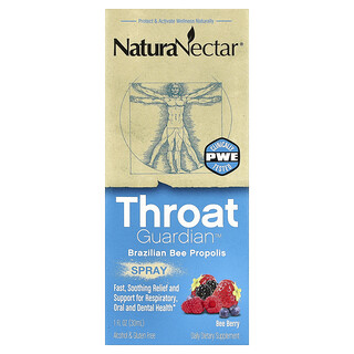 NaturaNectar®，Throat Guardian™ 巴西蜂胶喷雾，蜜蜂浆果味，1 液量盎司（30 毫升）