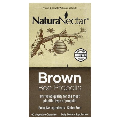 NaturaNectar, Propóleo de abeja marrón, 60 cápsulas vegetales