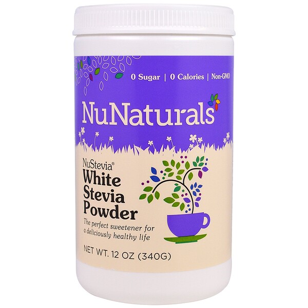 NuNaturals, ニューステビア・ホワイトステビアパウダー, 12 オンス (340 g)