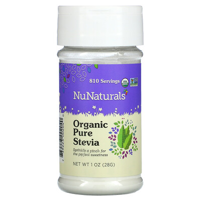 NuNaturals Органическая чистая стевия, 28 г (1 унция)  - купить со скидкой