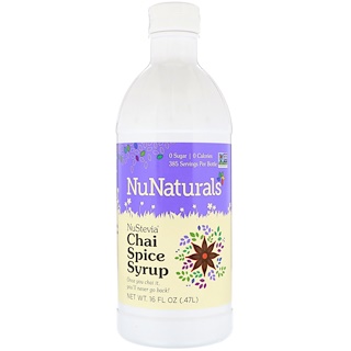NuNaturals, NuStevia, Chai Spice Syrup, 16 fl oz (.47 l)