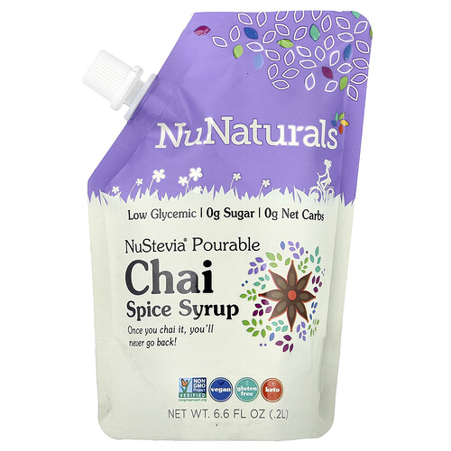 NuNaturals, NuStevia® Pourable Chai Spice Syrup, 6.6 fl oz, (0.2 l)