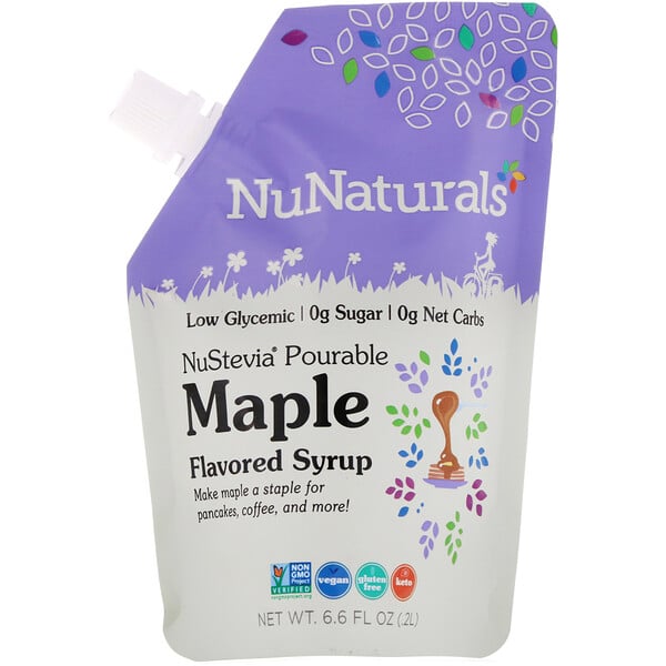 NuNaturals‏, NuStevia, Pourable Maple Flavor Syrup, 6.6 fl oz (.2 l)