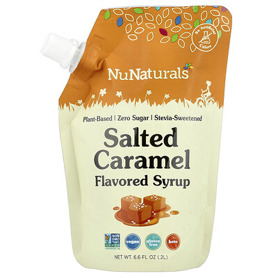 Product Image for NuNaturals, Salted Caramel Flavored Syrup, 6.6 fl oz (0.2 L)