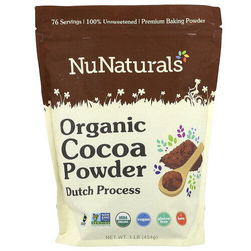 Nunaturals Organic Cocoa Powder, 1 lb (454 g)