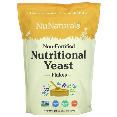 Купить NuNaturals Не обогащенные пищевые дрожжи в хлопьях, 680 г (24 унции)