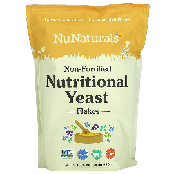 NuNaturals‏, Non-Fortified Nutritional Yeast Flakes, 24 oz (680 g)