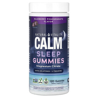 Natural Vitality, Calm®, Sleep gumicukor melatoninnal + L-teaninnal, áfonyás gránátalma, 120 gumicukor