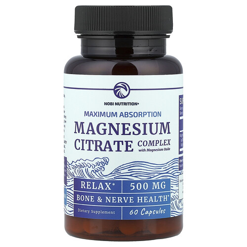 Nobi Nutrition, Magnesium Citrate Complex with Magnesium Oxide, 500 mg, 60 Capsules